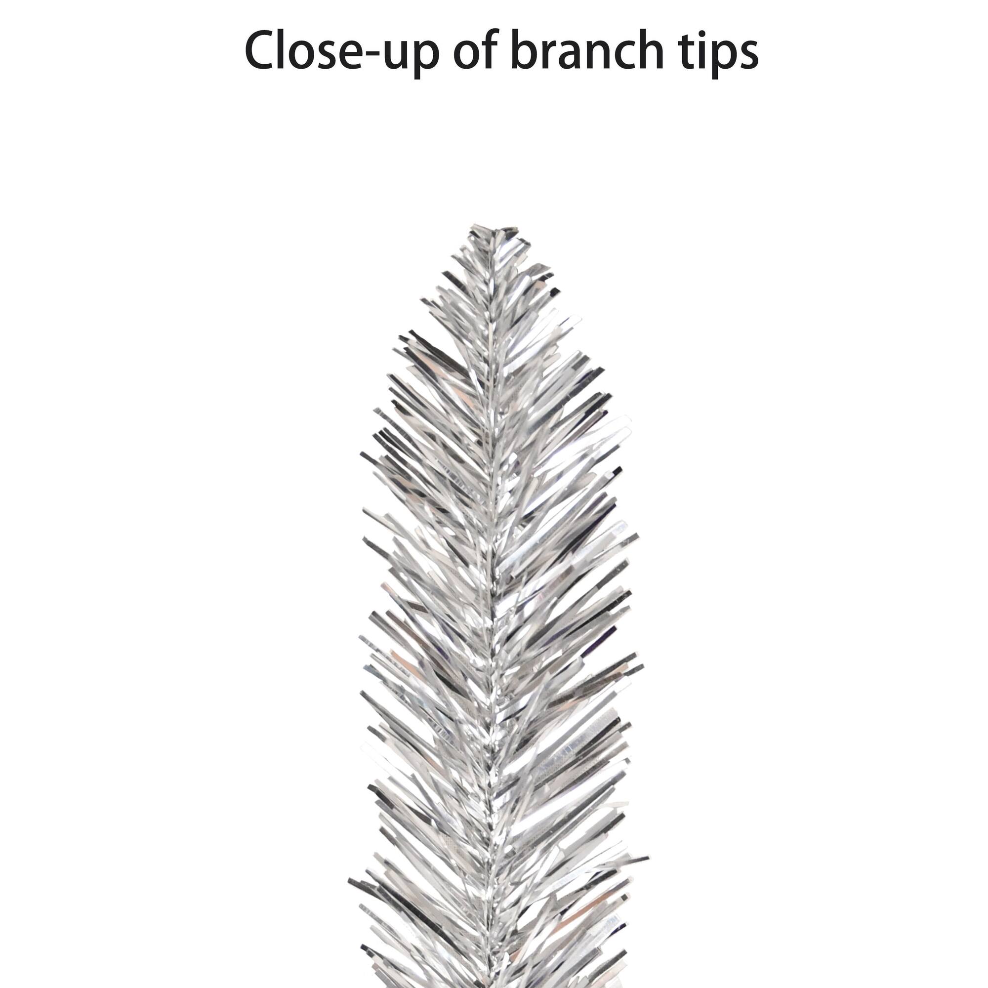 6ft. Pre-Lit Silver Alpine Pencil Artificial Christmas Tree, Clear Lights